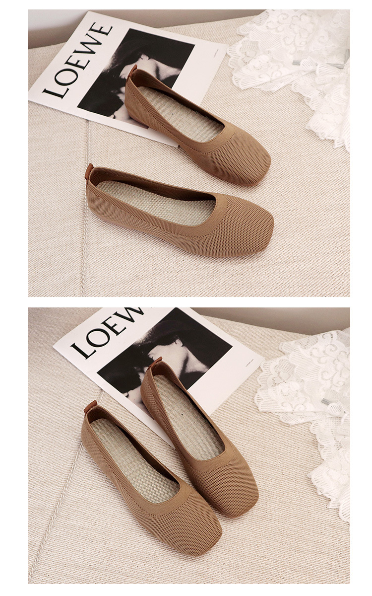 Knitted Round Head Flat Bottomed Daily All Match Women'S Loafers Lady Flats Shoes