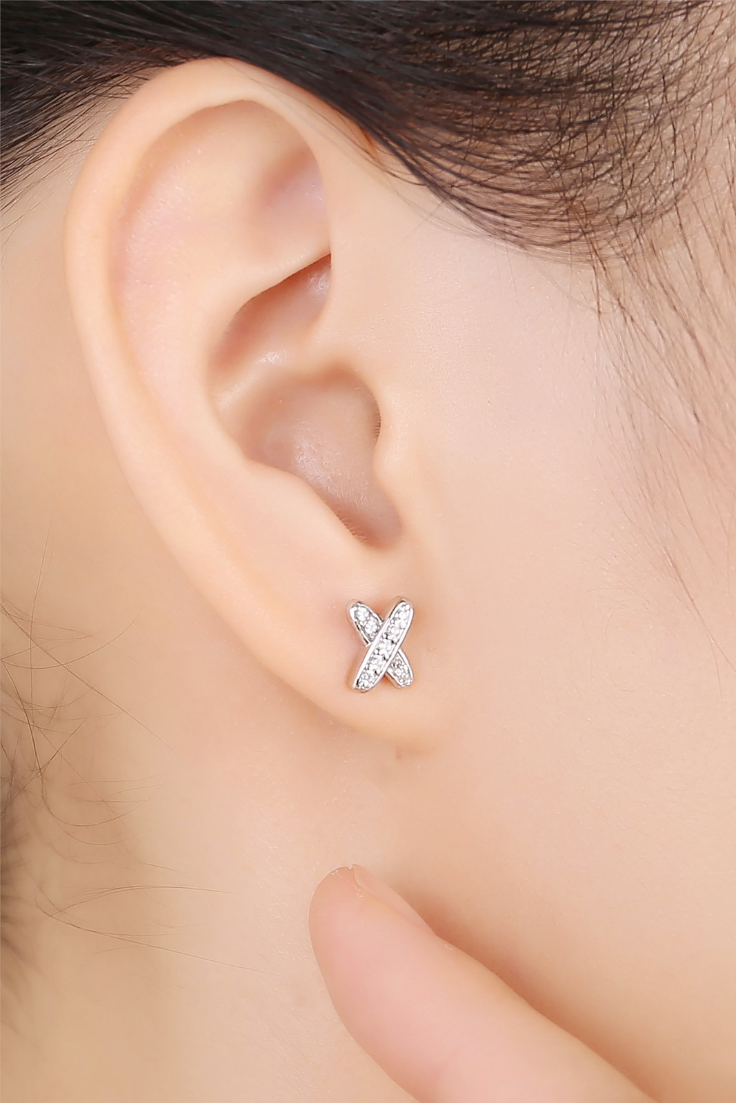 X Shape 925 Moissanite Stud Earrings Sterling Silver Jewelry