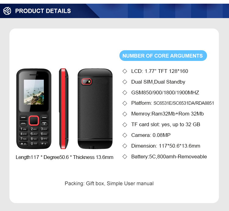 Keyboard Mobile Very Slim Keypad Phone 5C 800amh Battery Single Core