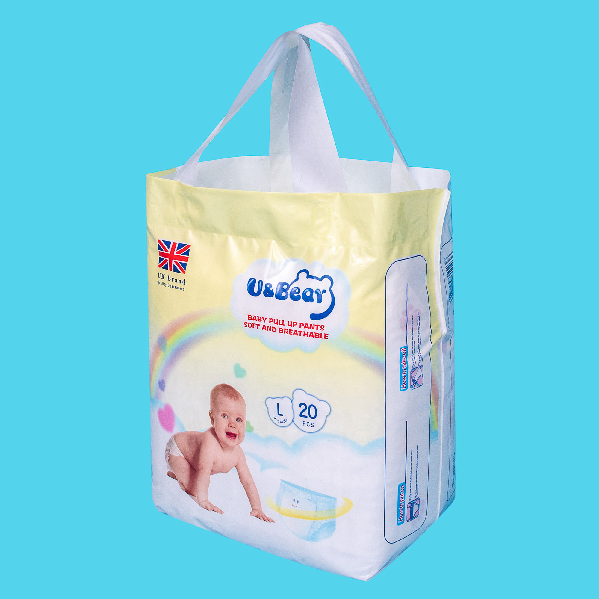 Cloth Like Backsheet Non Toxic Pull Up Diapers For Sensitive Skin