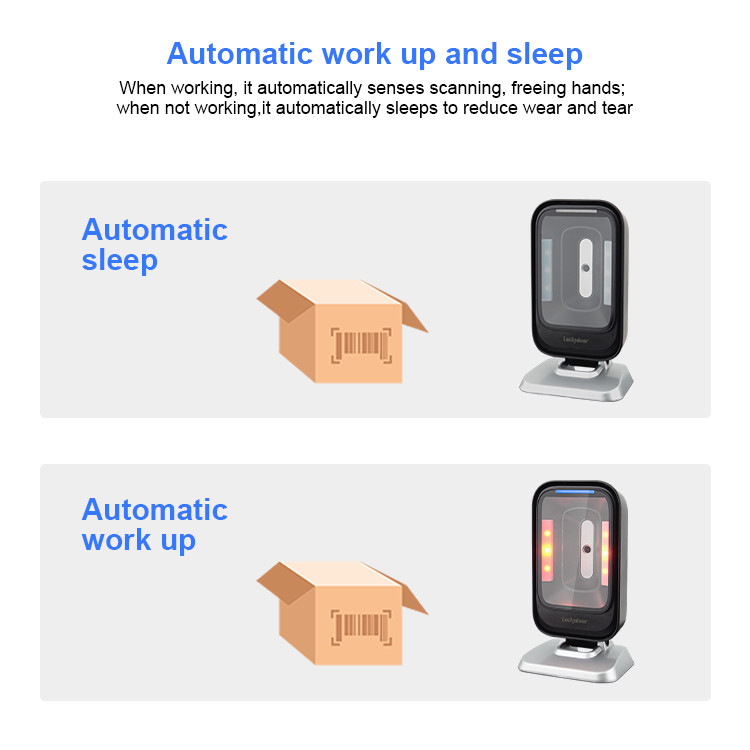 Desktop Omnidirectional Barcode Scanner 2D Hands Free USB Wired Automatic Image Sensing