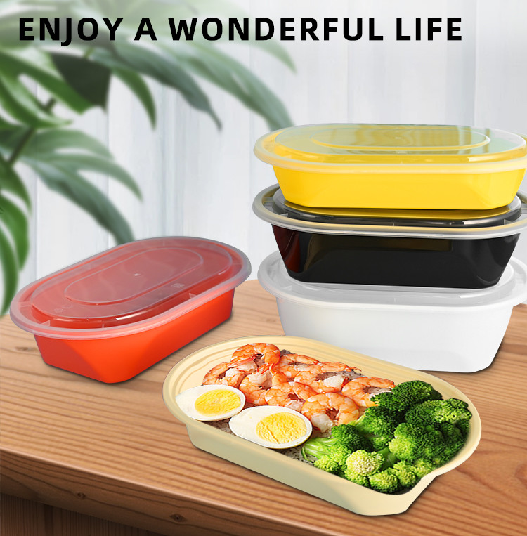 2 Compartment Disposable Plastic Food Containers Disposable PP Lunch Box Microwave