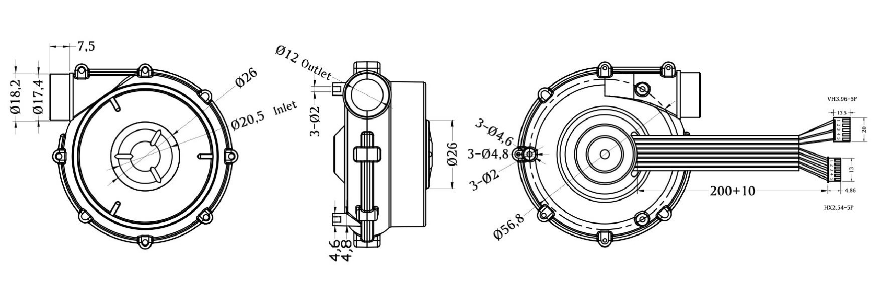 Positive Inversion 12VDC Brushless Blower Fan PG Signal Feedback CPAP Machine Motor