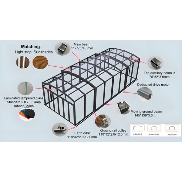 Customized High Snow Load Tempered Glass Mobile Cover Villa Roof for Apartment Terrace Patio & Courtyard Leisure Spaces
