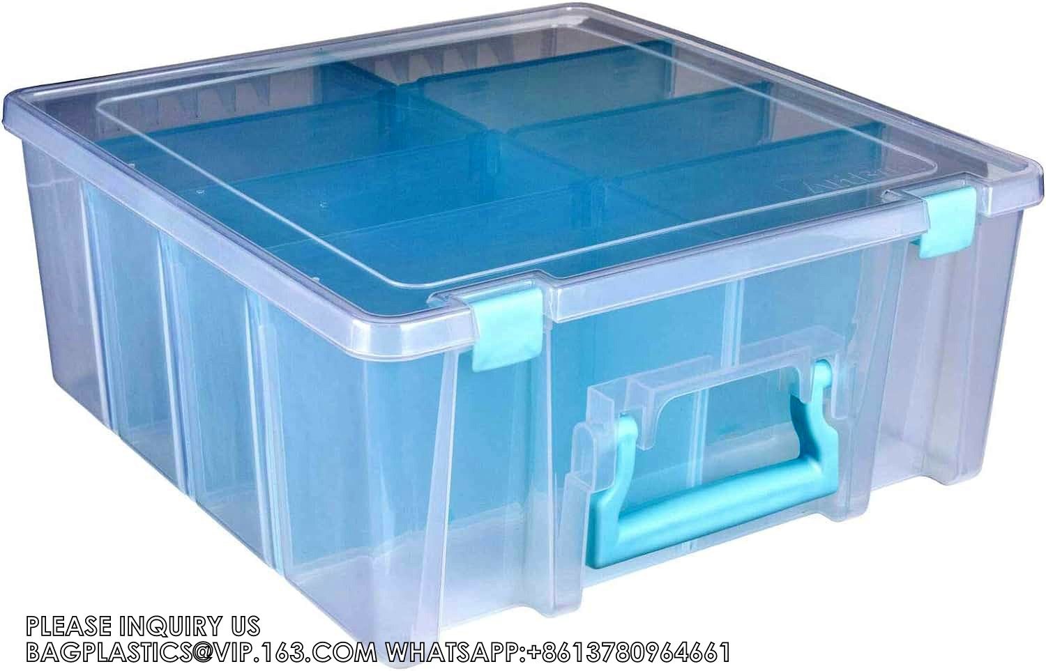 Strong Pack Plastic Organizer Box Grids, Craft Organizer Storage With Adjustable Dividers, Bead Organizer, Fishing