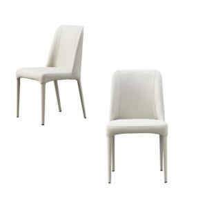China Sleek Metal Leg Dining Chairs , Minimalist Silhouette High Back Dining Room Chair on sale