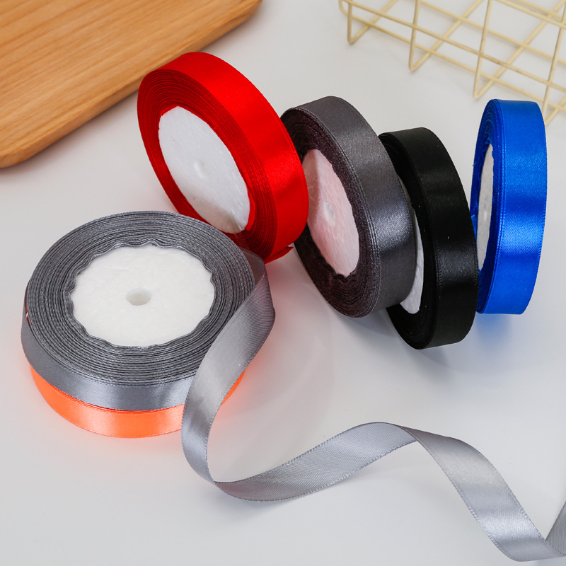 Wholesale Gift Packing Silk Ribbon Roses Custom Recycled 100% Polyester Satin Ribbon With Cutting