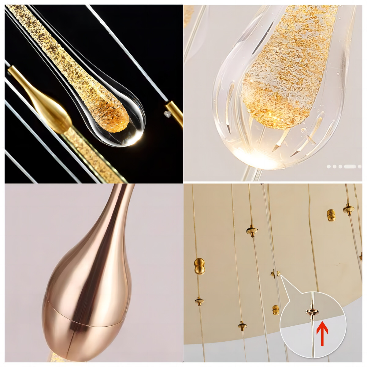 Modern Light Luxury Long Water Drop Chandelier For Duplex Villa Staircase