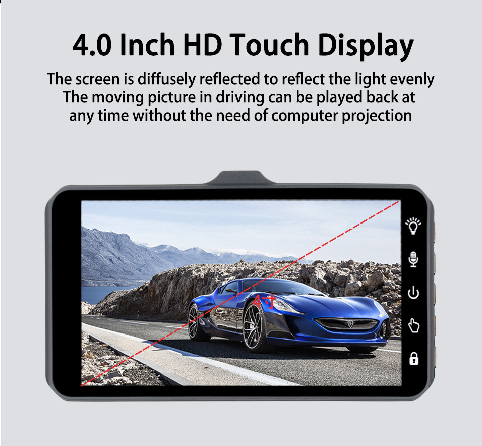 XINLIHANG 1080P 4inch Front And Interior Dash Cam with Speed Indicator
