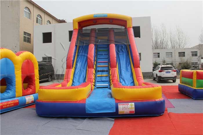 Customized Size Inflatable Dry Slide , Double Lane Kids Blow Up Slide