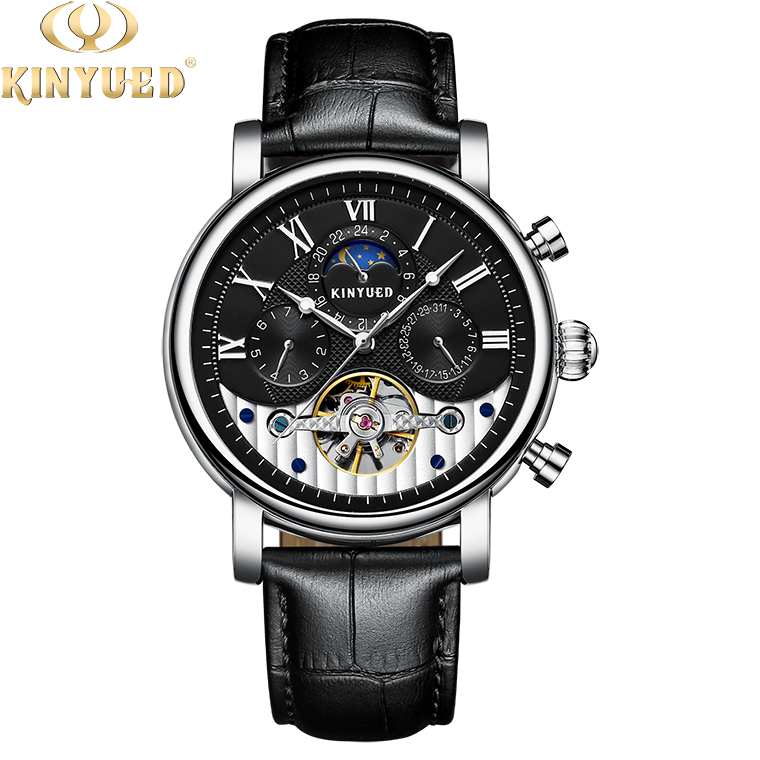 KINYUED Custom Logo Original Luxury Brand Self Winding Automatic Mechanical Tourbillon Watch for Men