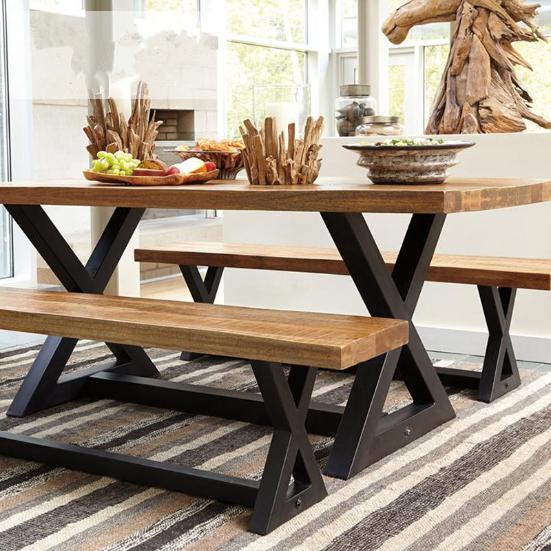 Outdoor L1400mm H750mm Steel And Wooden Bar Table Set