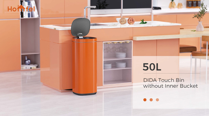 30L/40L/50L Capacity Powder Coating Office Trash Can with Touch Button Sustainable Button Open Bin