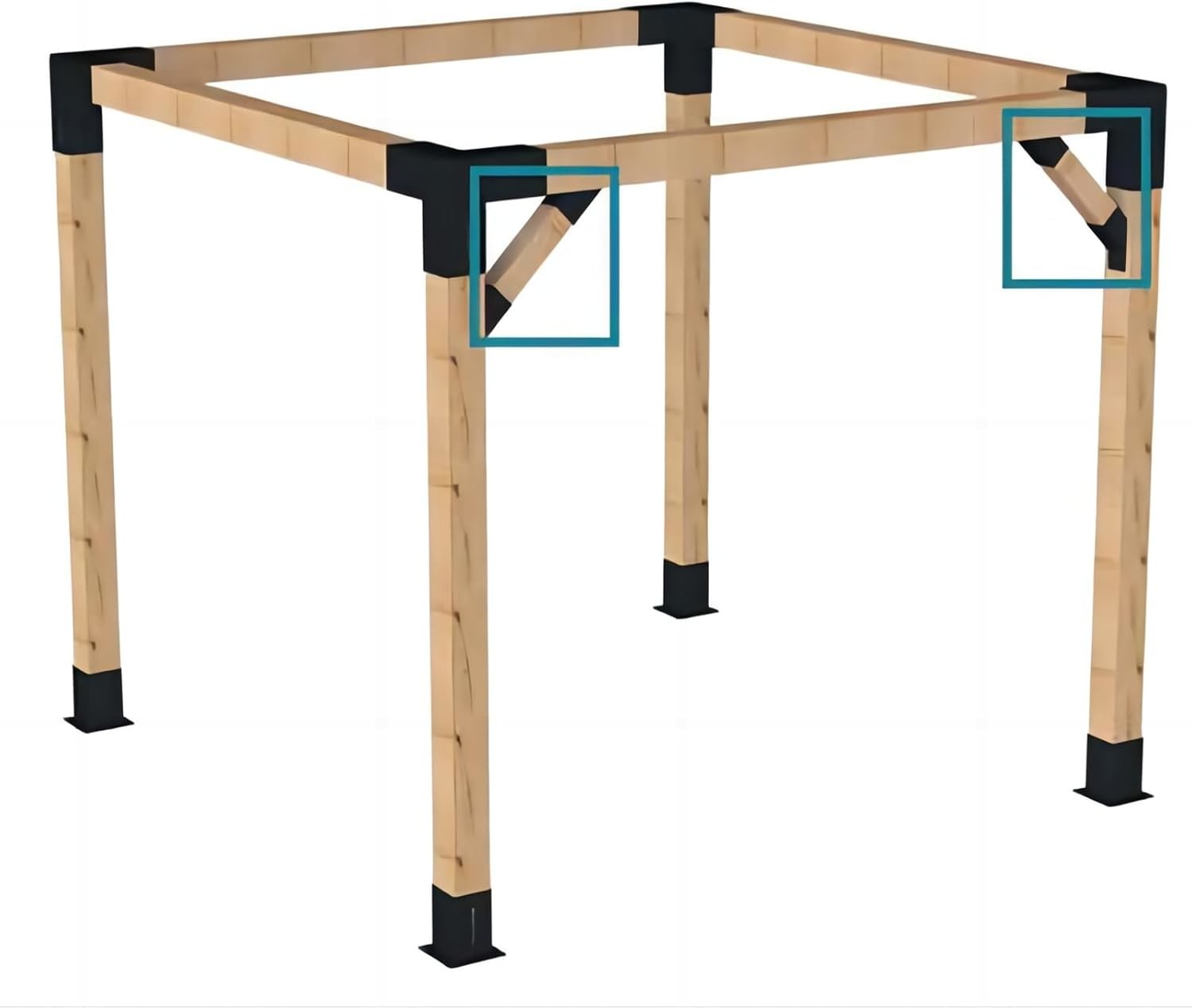 4 Pack Black Rust Proof Patio Brackets For Pergola