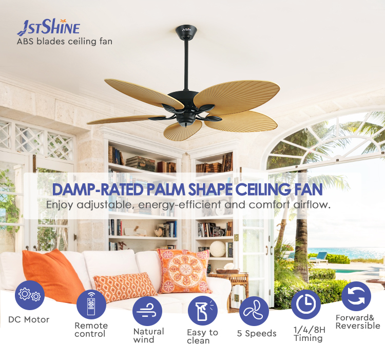 56" 1stshine Ceiling Fan with Remote and Big Airflow Plastic Blades Simple Design