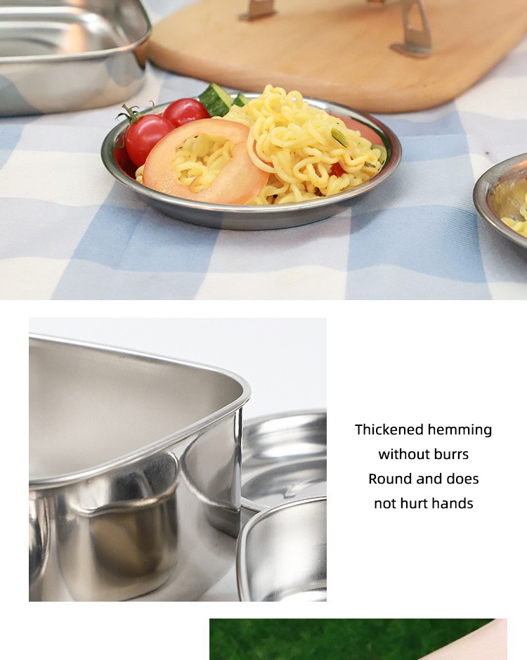 Lightweight Backpacking Outdoor Kitchen Picnic Pot Pan Stainless Steel 6 PCS Camping Cookware Set For Out Door Hiking