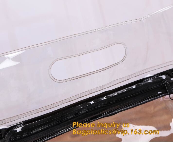 Factory Custom made Environmental PVC clear packaging toy storage handle bag,plastic tote packaging bag with handles fro
