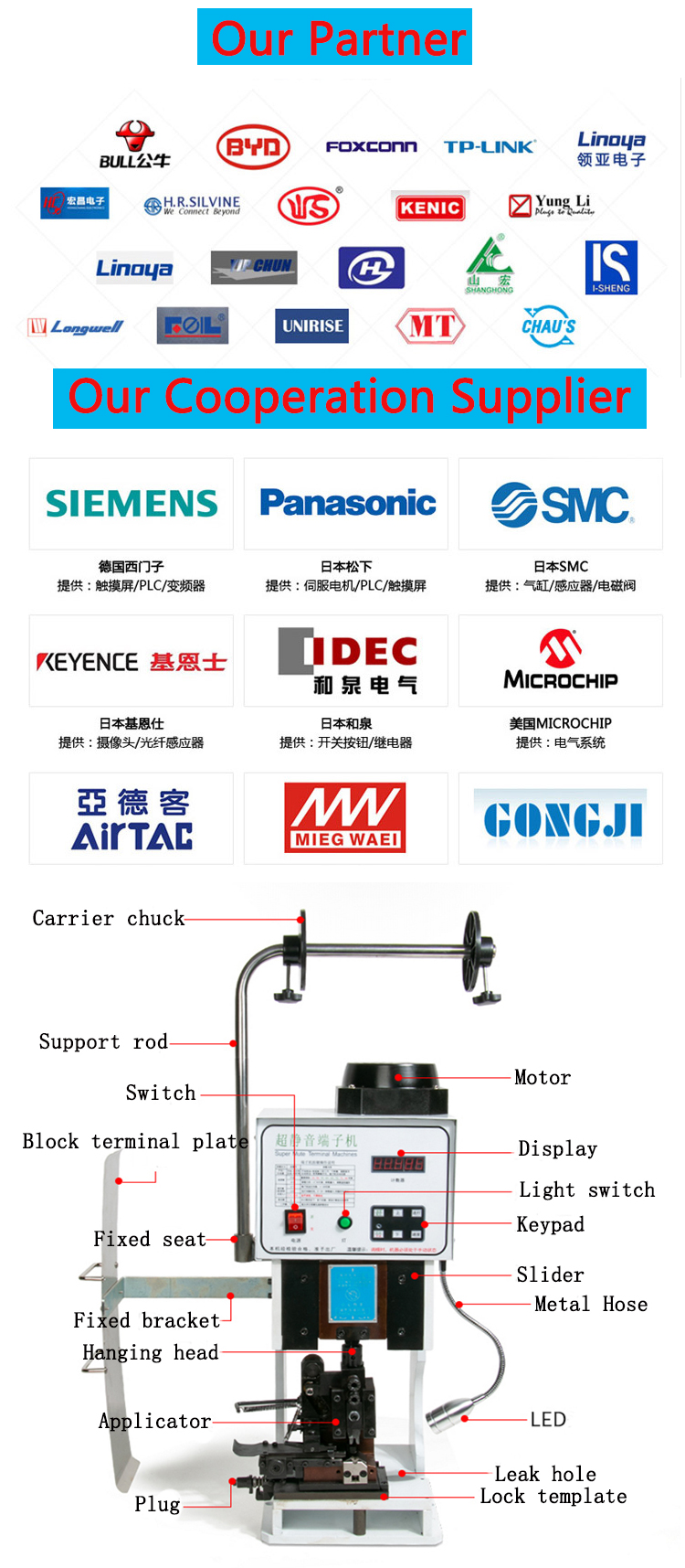 30KN Crimping Capacity Molex Terminal Wire Harness Applicator Machine with Super Mute