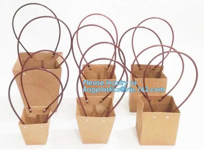 OEM Logo Printed Paper Packaging Bag Custom Good Quality Flower Carrier Bag,Art Paper Flower Carrier Bag Shopping Bags W