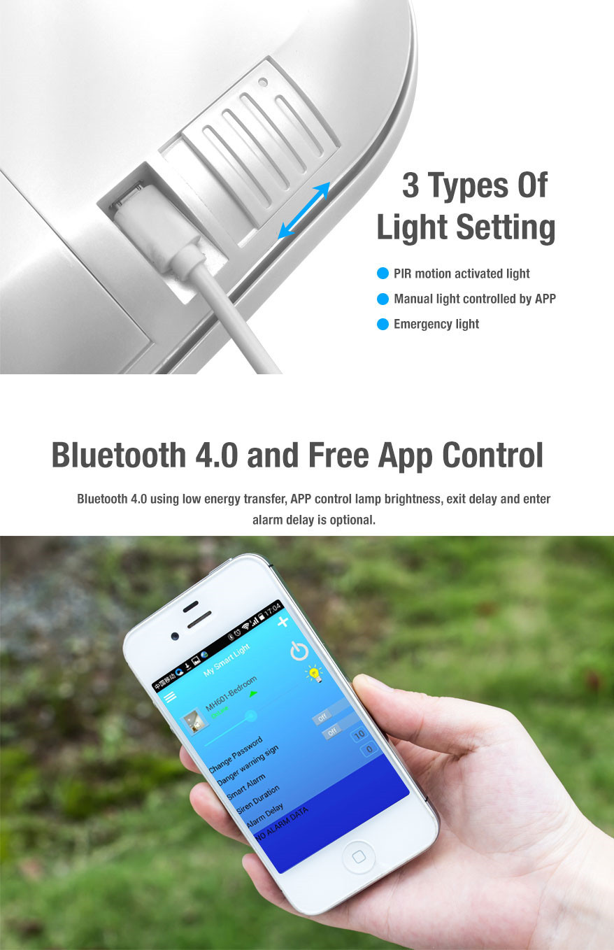 4-IN-1 Bluetooth Smart Family Electric Home Alarm LED Light with Motion Sensor CX601