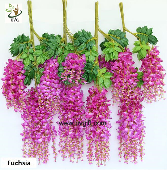 UVG 110cm faux floral arrangements long shoot wisteria silk flowers for wedding decoration WIS016