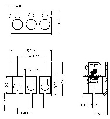 Europe Terminal Block UTB 5.0-xx-01 Pin pitch:5.0mm