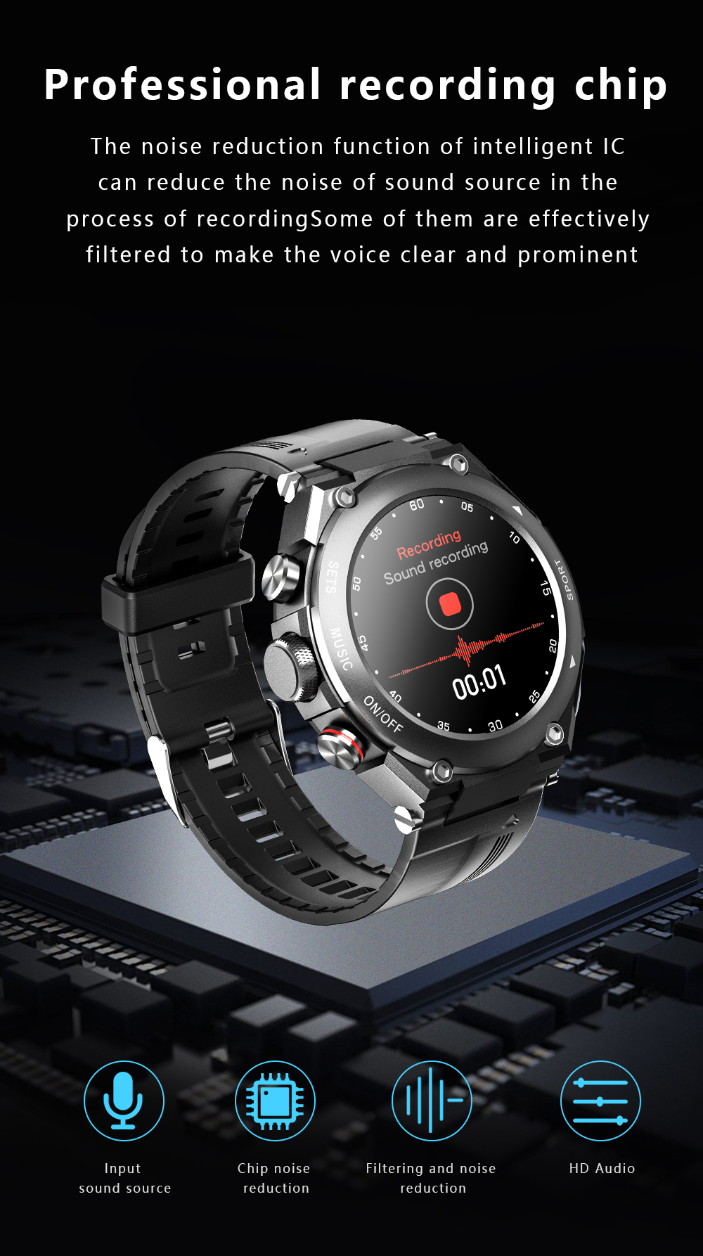 Wireless Earbuds and Local Music Smart Bracelet with TWS Smart Watch IPS Screen