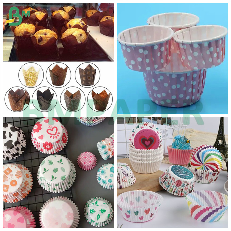 30g - 90g Cupcake Liner Paper Uncoated Colorful Oilgroof High Temperature Resistance