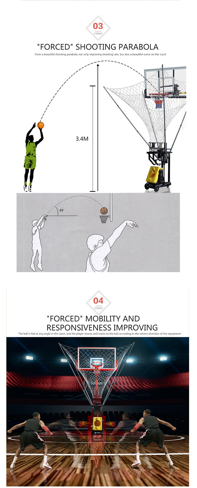 Remote Control Basketball Shooting Machine , 150W Basketball Catcher Machine