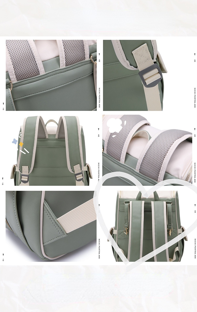 New Large-capacity PU Leather Diaper Bag Waterproof Shoulder Mommy Backpack With Stroller Strap For Mom