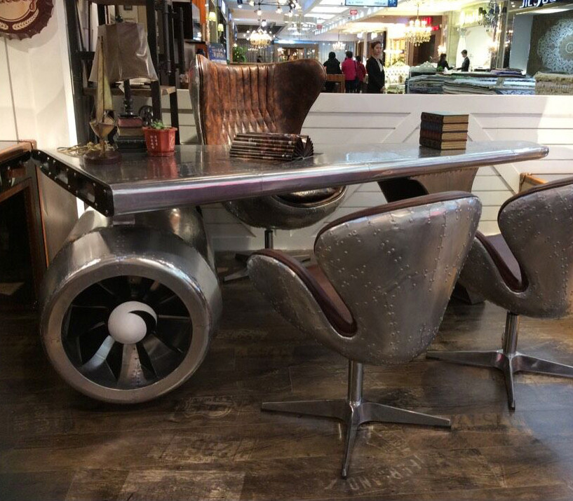 Accent Office Desk Aluminum Aviator Wing table for office home