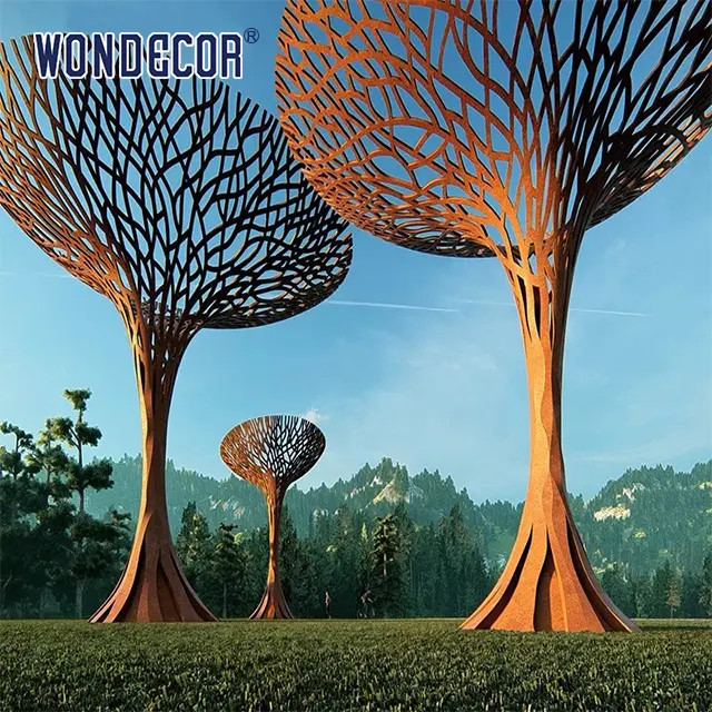 Park Square Garden Art Corten Sculpture Tree 230cm