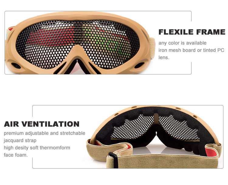 High quality protection  tactical goggles safety iron mesh military goggles