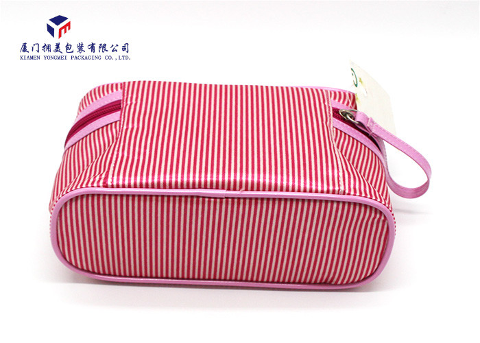 Customized Fabric Makeup Bag Deep Pink Color Fabric Bag Lining Dust Proof 11.5cm