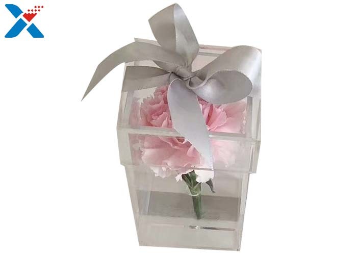 Custom Luxury Clear Acrylic Flower Box 9 * 9 * 15cm 7 * 7 * 10cm Light Weight