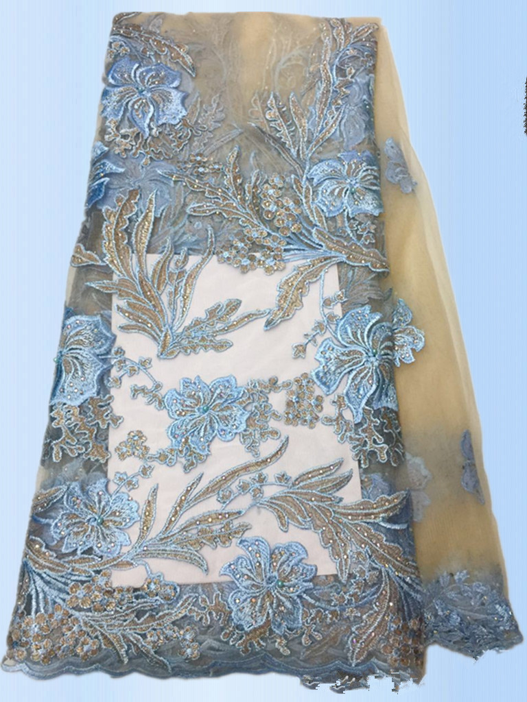 2017 High Quality Lace Tulle Styles 3D Embroidery Laces Fabric With Rhinestone with Different Color