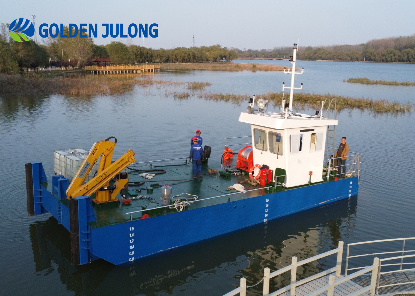 Hydraulic Multi Cat Work Boat for Dredger Working Speed 8-10 knots 2 Pieces Propeller