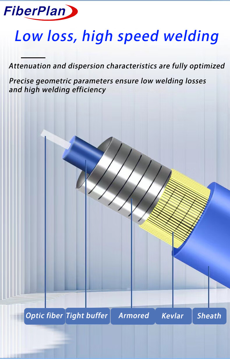 Simplex Indoor Armored Fiber Optic Cable With LSZH High Strength Tensile