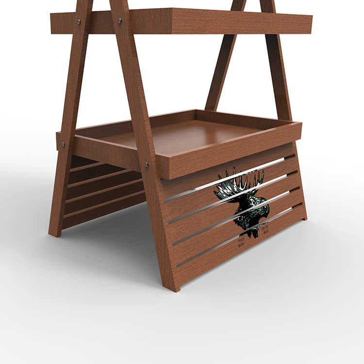 X Shape Wooden Display Stand Wood Whisky Bottle Display Stand For Supermarket
