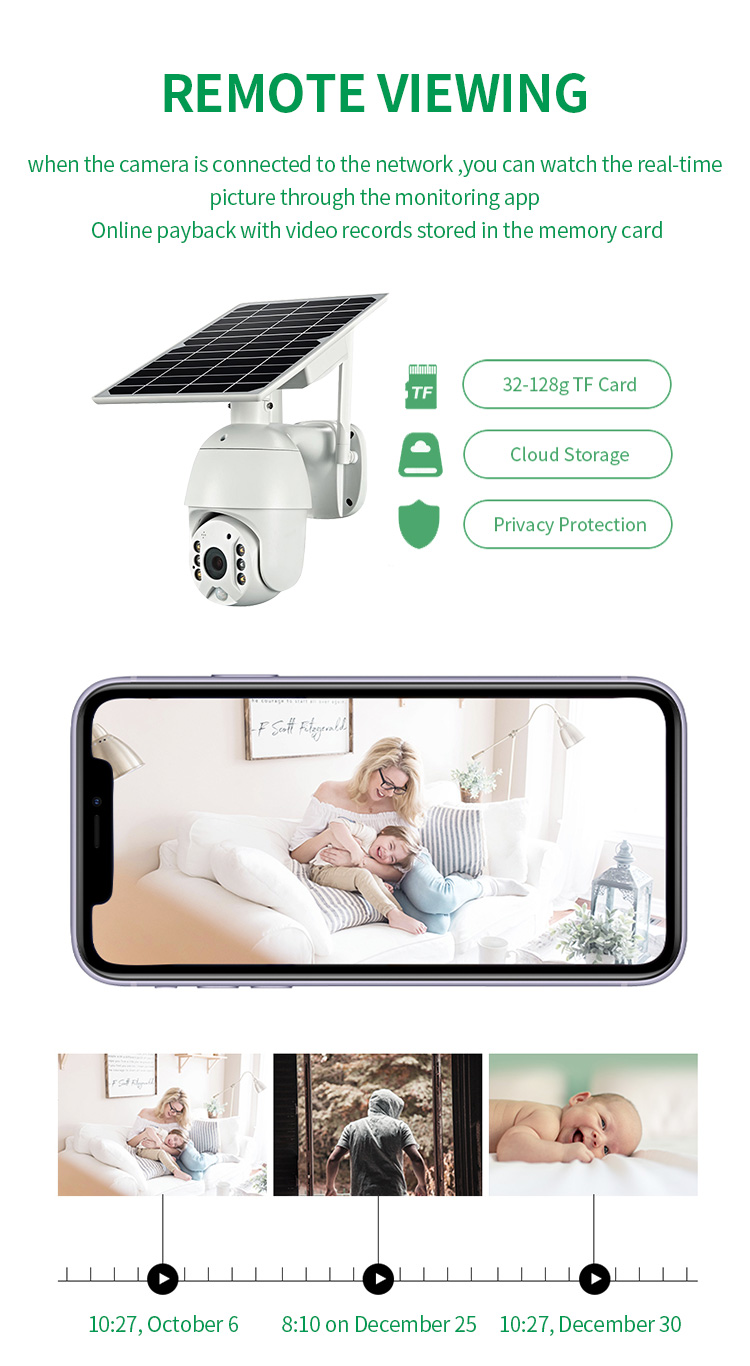 Solar Camera 360 Degree Track Remote Wireless Network Hd Night Vision And Outdoor Monitor