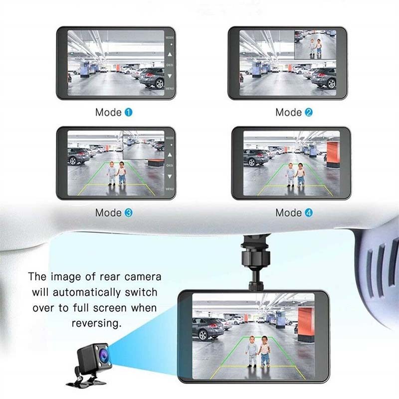 XINLIHANG 1080P 4inch Front And Interior Dash Cam with Speed Indicator