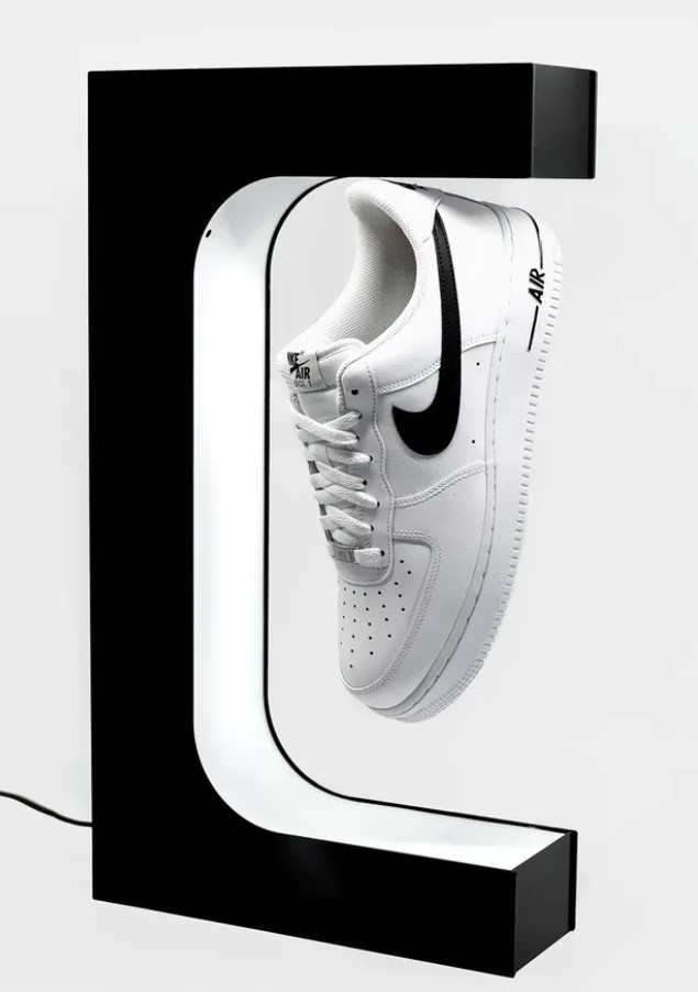 factory customize led light magnetic levitation pop sneaker shoes display racks