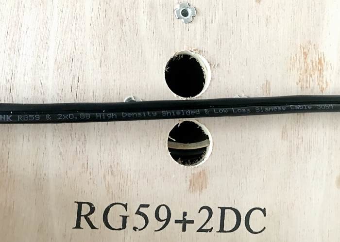 RG59U+2C 0.75MM2 Shotgun Coax Bulk CCTV Cable , Surveillance Camera Coaxial Cable