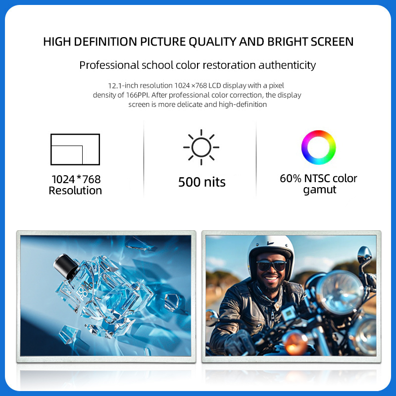 12.1-inch 1024 * 768 Outdoor High Brightness Display Device With LVDS Interface LCD Display Screen