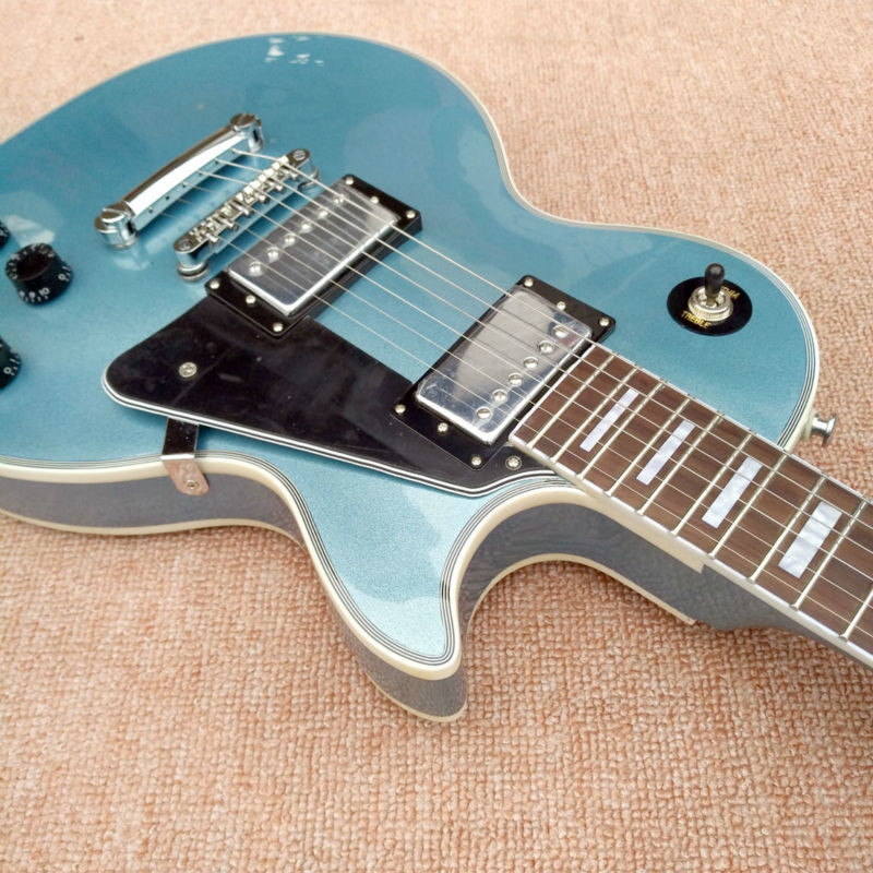 New style high quality custom LP electric guitar, metallic blue, chrome hardware electric guitar, free shipping