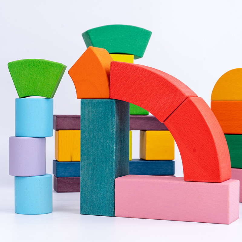 ISO9001 1001 Night Wooden Rainbow Stacker Toy Beech Rome Grimms