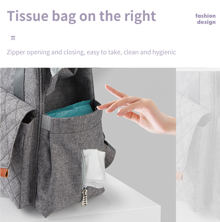 Multifunctional Mommy Diaper Bag Backpack With Trailer Buckle OEM ODM
