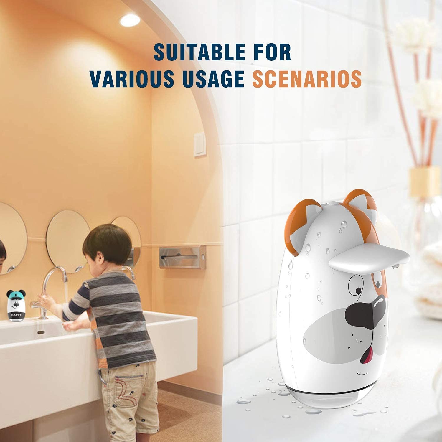 4CM Touchless Foam Soap Dispenser Countertop 200ML Dog Cartoon