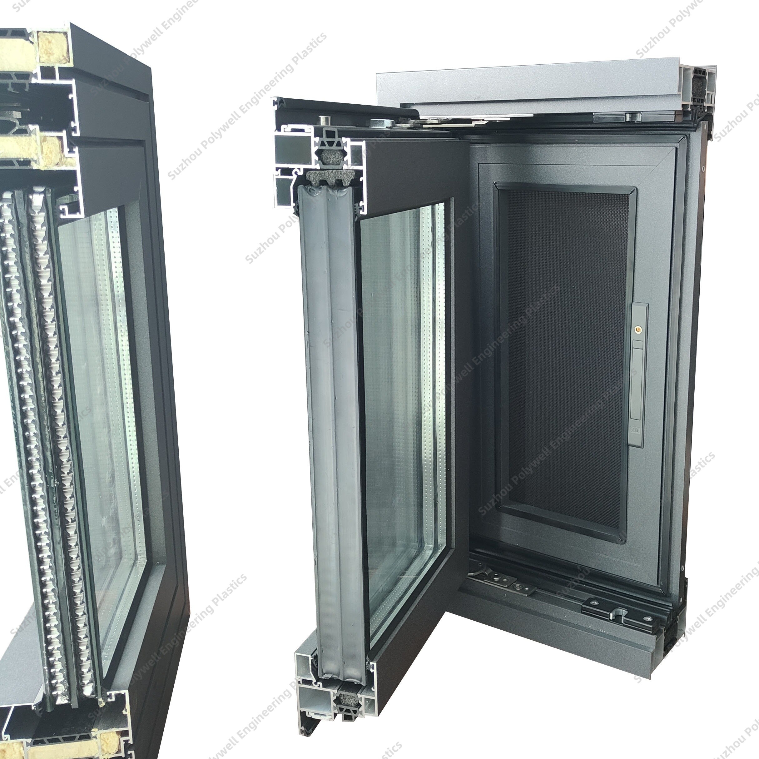 Thermal Break Aluminum PVC Sliding Window Wind Sound Proof Heating Barrier System Window