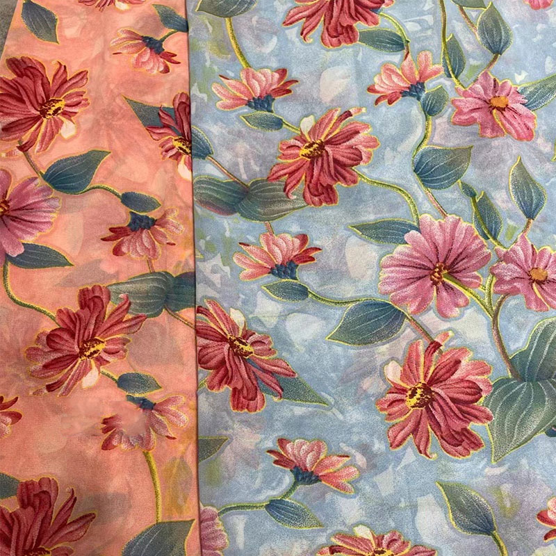 Lightweight 90-150gsm Chiffon Printed Woven Fabrics Softable For Dress